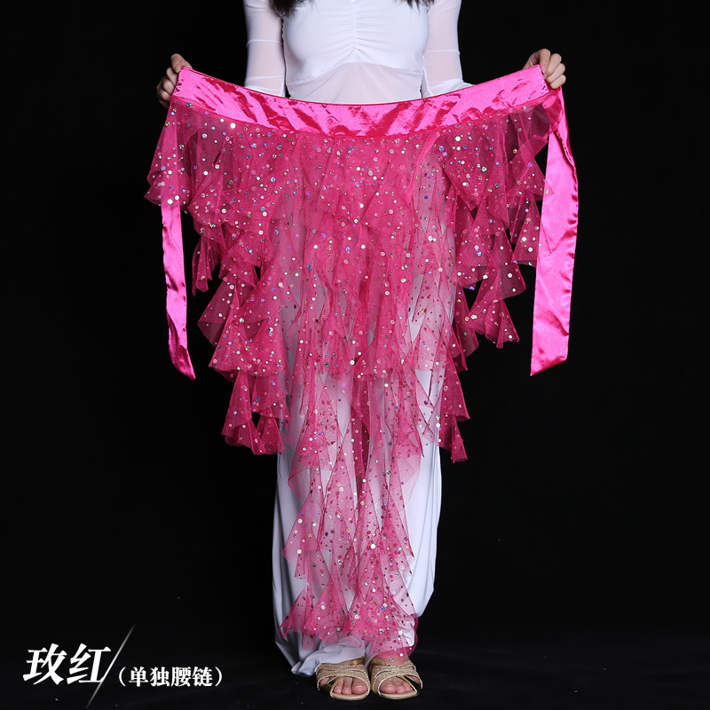 Dancewear polyester belly dance hip scarf with paillette more colors